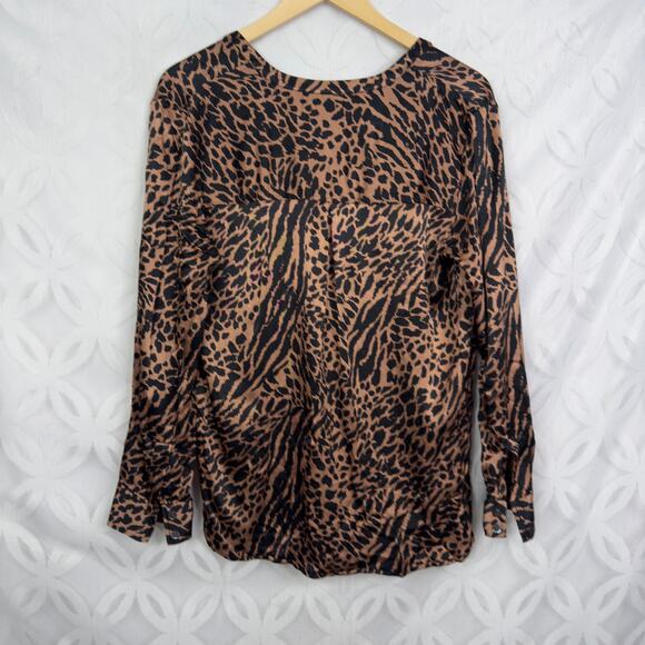 Rails Pearl Cinnamon Mixed Animal Print Popover Blouse Size M - Picture 11 of 12